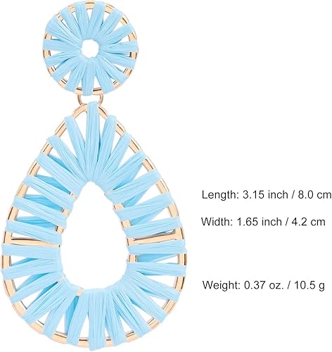 Vista 4 de Legitta Pendientes colgantes de lágrima de rafia, pendientes colgantes Handmad Statement