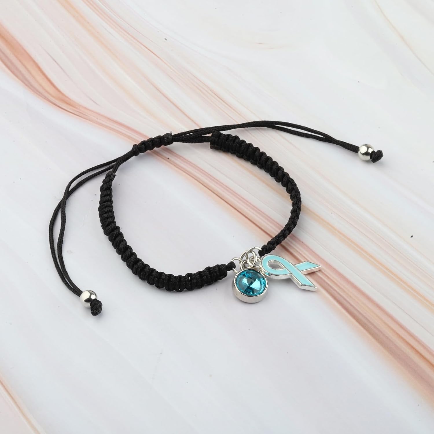 HOLLP Prostate cancer Awareness Braided Rope Bracelet Blue Ribbon Jewels Prostate Cancer Bracelet Cancer Awareness Gift With Card - Image 7