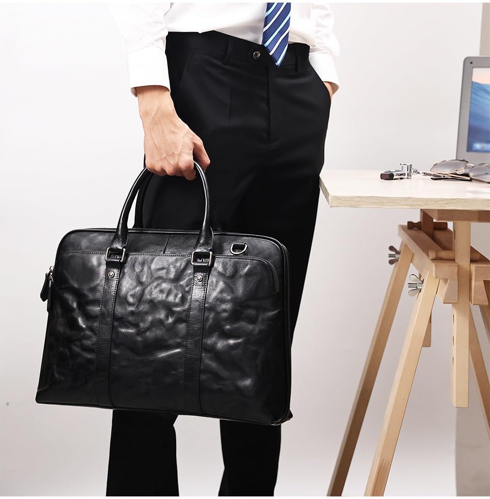 Genuine Leather Men's Briefcase for Business Office Messenger Bag Vintage Handbag Document Shoulder Bags.4