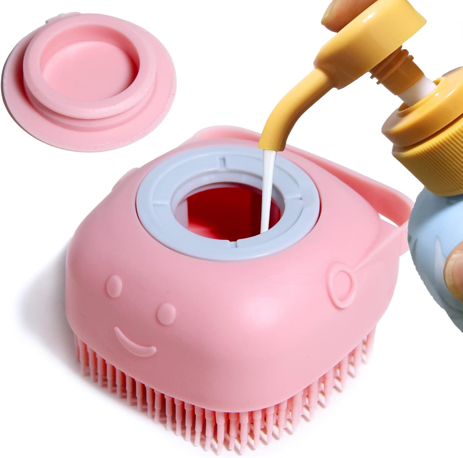 Body Scrubber with Soap Dispenser Brush, Silicone Exfoliating Brushes, Soft Body Exfoliator, Bath Loofah for Babies, Kids, Women, Men and Pets (Multicolor) - Pack of 1-image-22