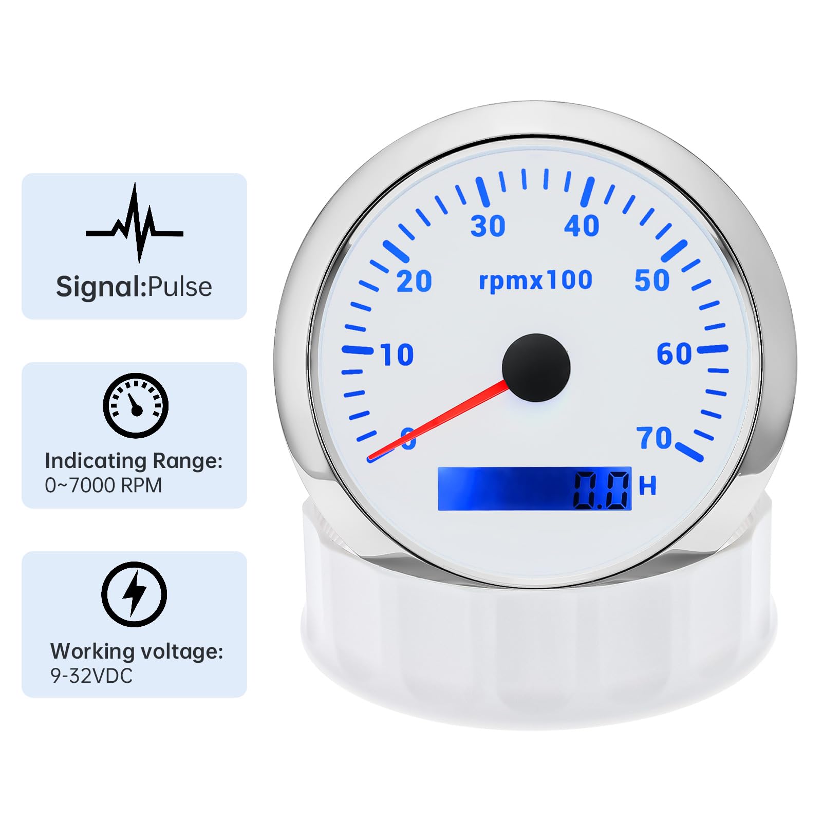Snapklik.com : ARTILAURA Tachometer Boat Marine 7000 RPM Gauge 85mm 3-3 ...