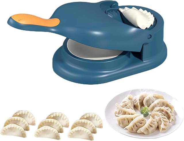 Ulepszona maszynka do pierogów 2 w 1, ręczny przyrząd do lepienia pierogów, niebieska