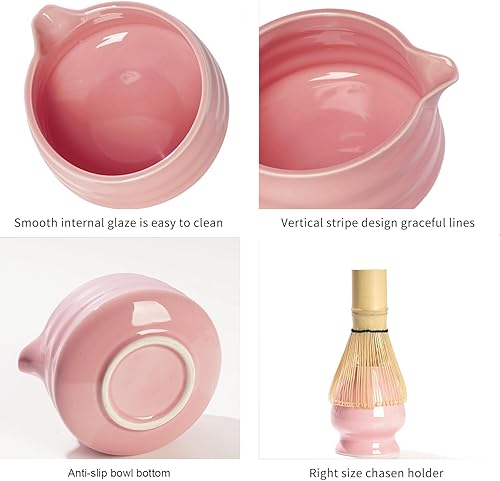 Miniatura 2 de Juego de matcha, juego de batidor de matcha incluye cuenco de matcha con boquilla, batidor de bambú, soporte para batidor de matcha, tamiz, cuchara