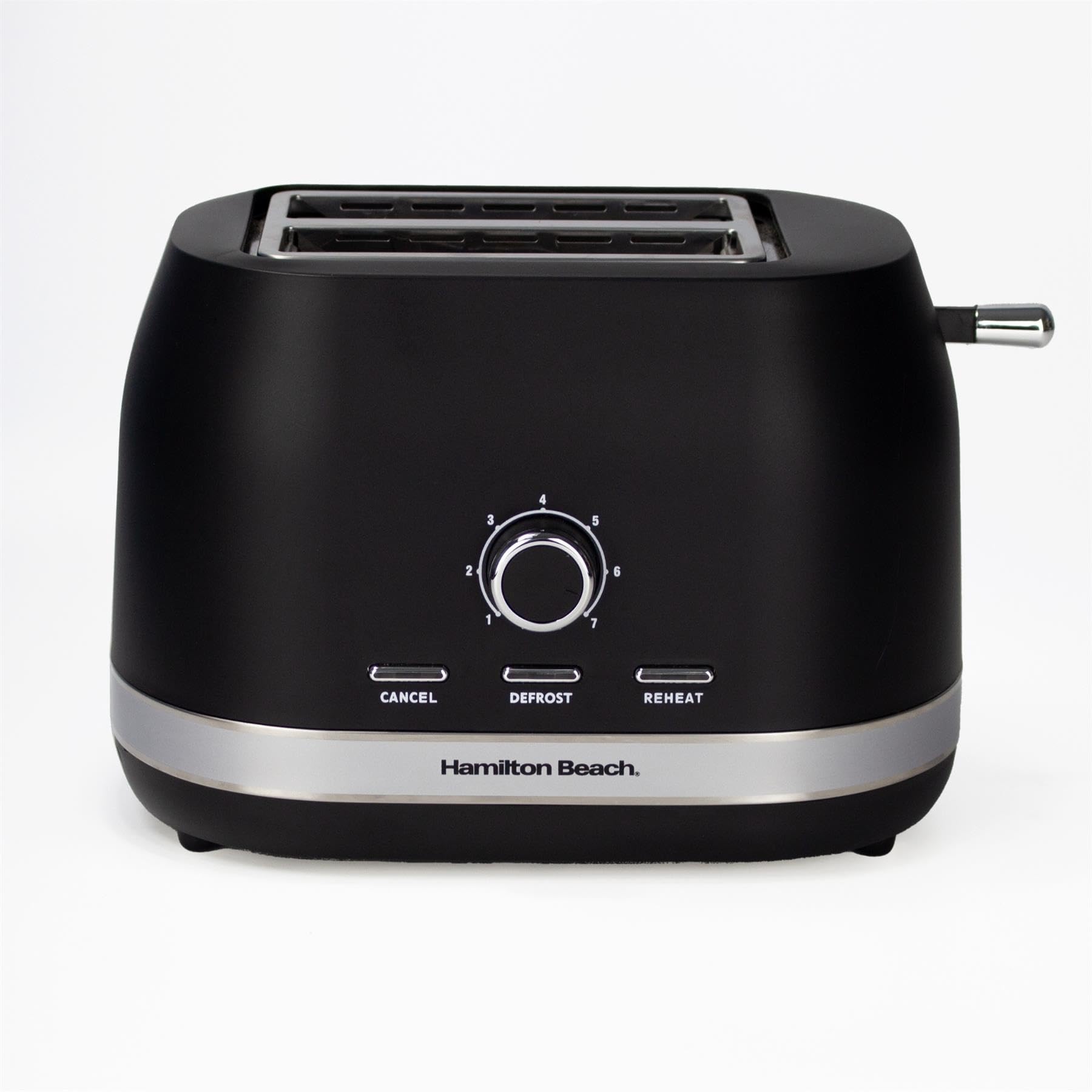Hamilton Beach Toaster 2 Slice, Ella, 800W, Wide Slots, 7 Variable Browning Levels, Defrost, Cancel & Reheat Settings, Removable Crumb Tray, Integrated Cord Storage, Matte Black - HBT1322MB