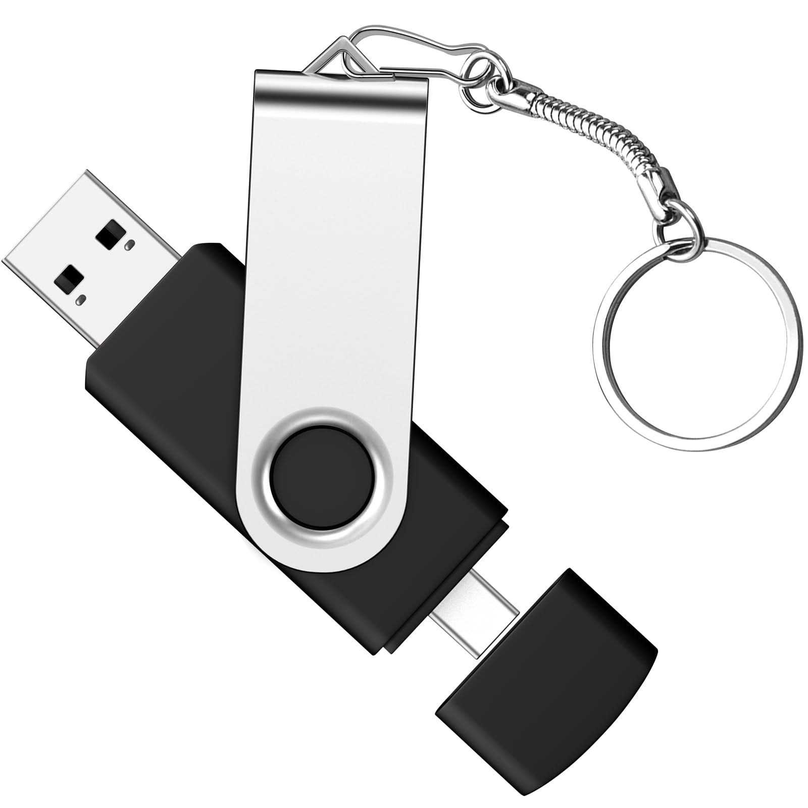 AGECASH Pen Drive USB 2.0 Dual USB 2.0 Pen Drive OTG Tipo C + Memory Stick com chaveiro,