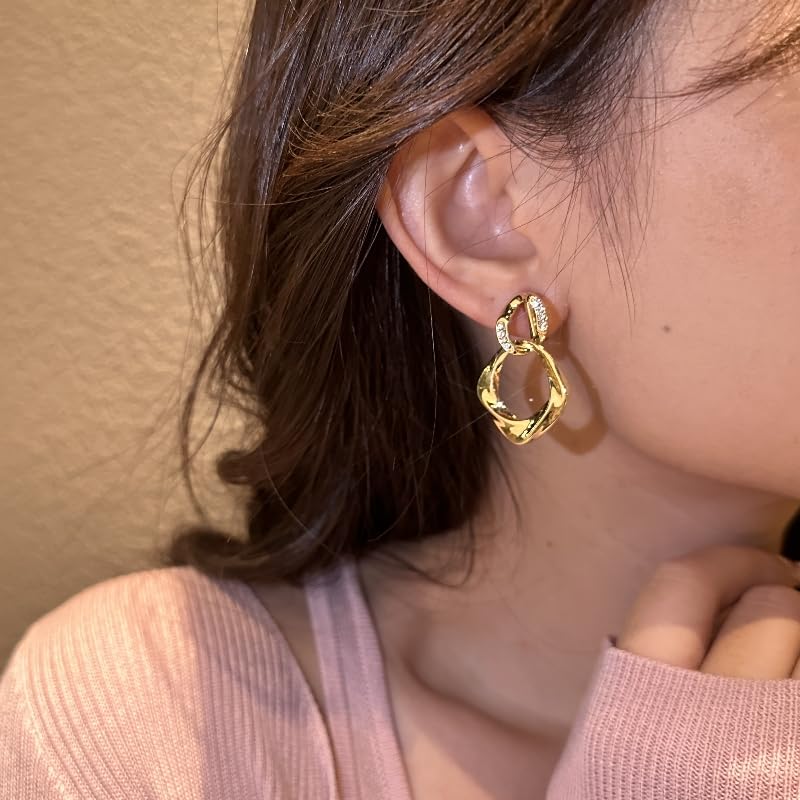 Women's Golden Hoop Clip On Earrings Stud Earrings4