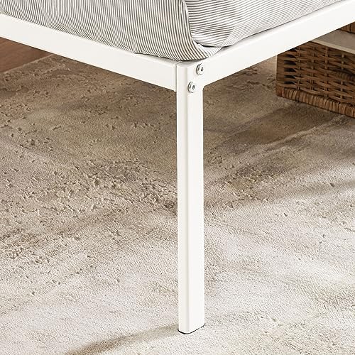 Image of Best Price Mattress 18 Inch Metal Platform Bed Frame, Heavy Duty Steel Slats, White, King