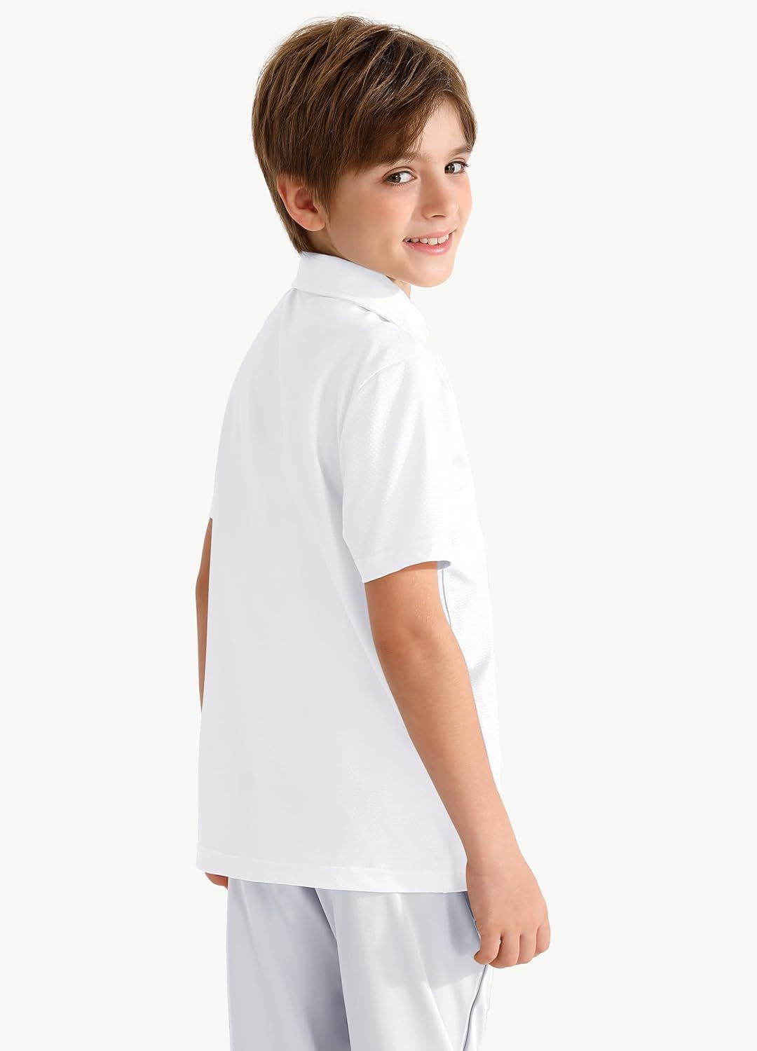 Boys' Performance Polo Shirt - Golf Grid Short Sleeve Collar Shirts Youth Stretch Q... - Image 2