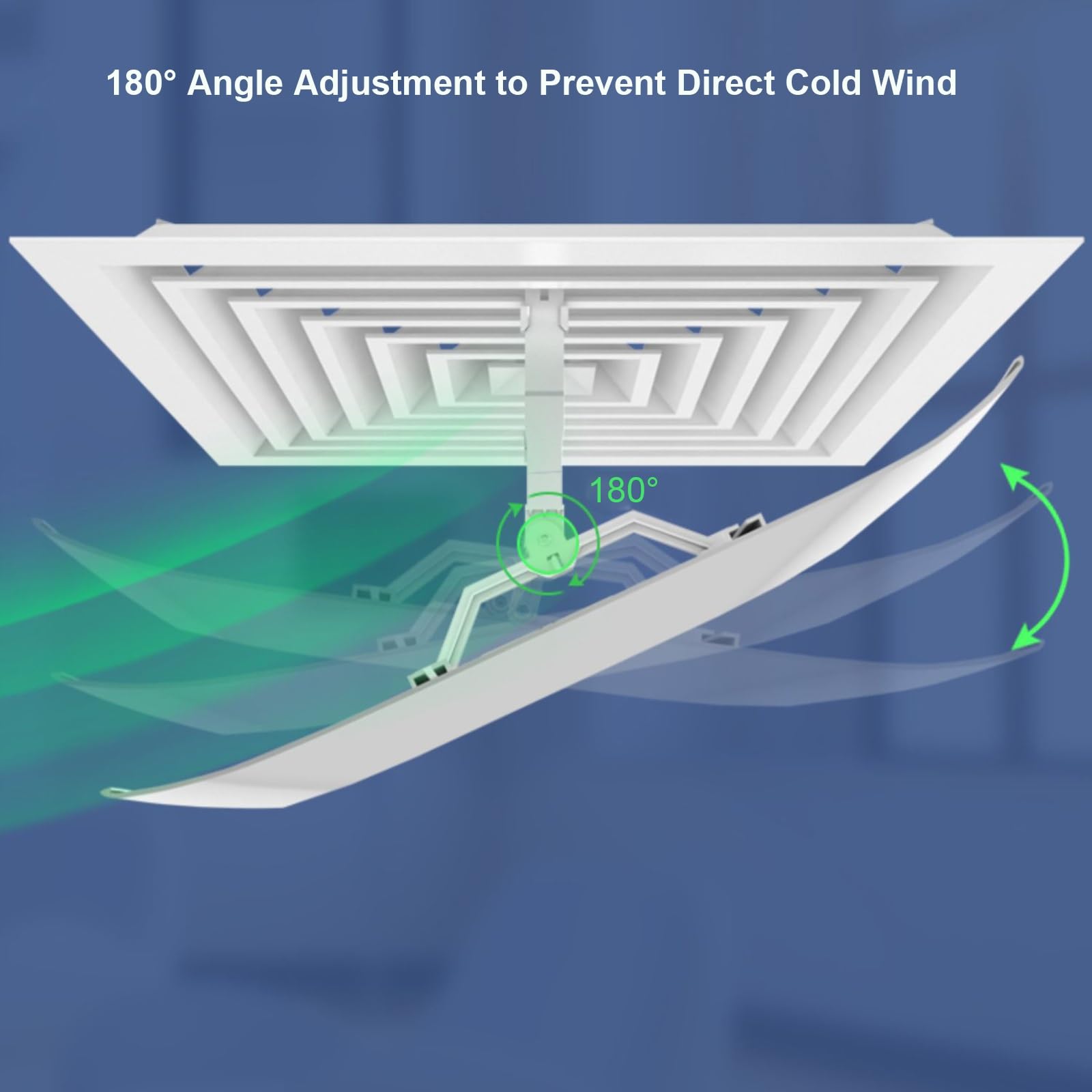 Deflettore per sfiato dell'aria, deflettore quadrato per sfiato del soffitto, angolo regolabile, previene il soffiaggio diretto, accessorio per condizionatore d'aria centrale