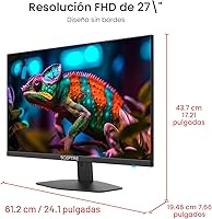 Vista 5 de ¡Nuevo! Sceptre - Monitor para juegos de 27 pulgadas 100 Hz 1 ms DisplayPort HDMI x2 100% sRGB AMD FreeSync, altavoces integrados, cuidado