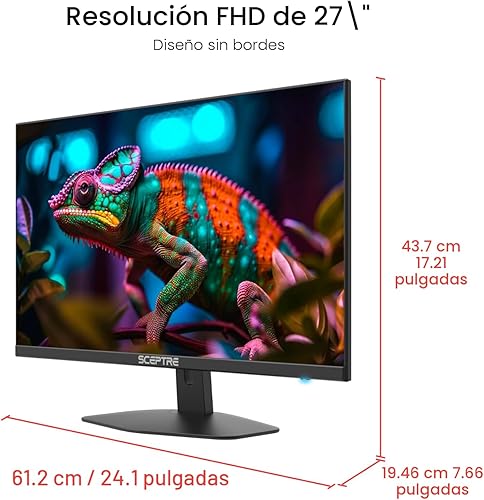 Miniatura 5 de ¡Nuevo! Sceptre - Monitor para juegos de 27 pulgadas 100 Hz 1 ms DisplayPort HDMI x2 100% sRGB AMD FreeSync, altavoces integrados, cuidado