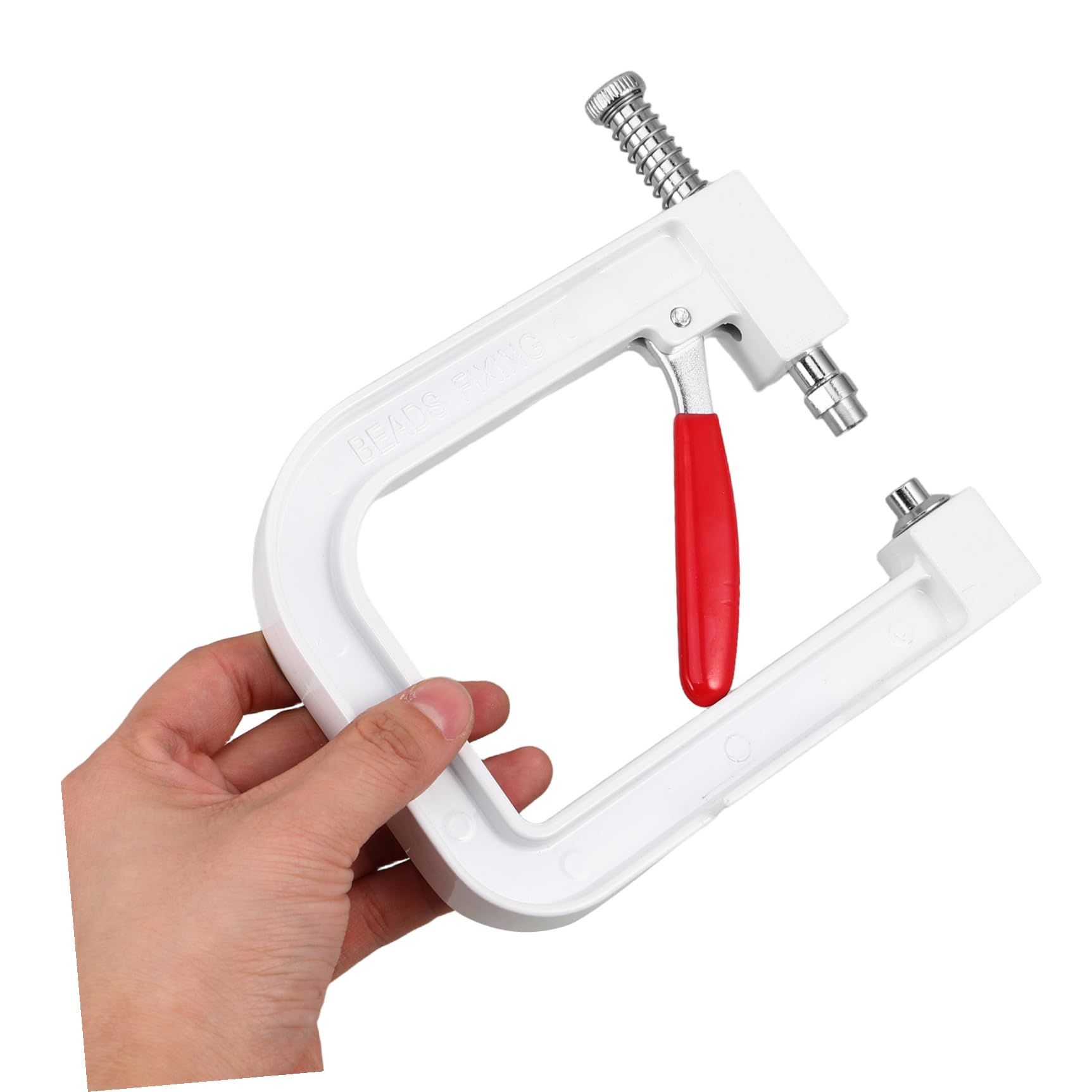 HORIALENCE Herramienta Manual para Engarzar Perlas, Prensa de Montaje de Cuentas, Metal y Plástico, Portátil y Compacta para Joyería en Casa