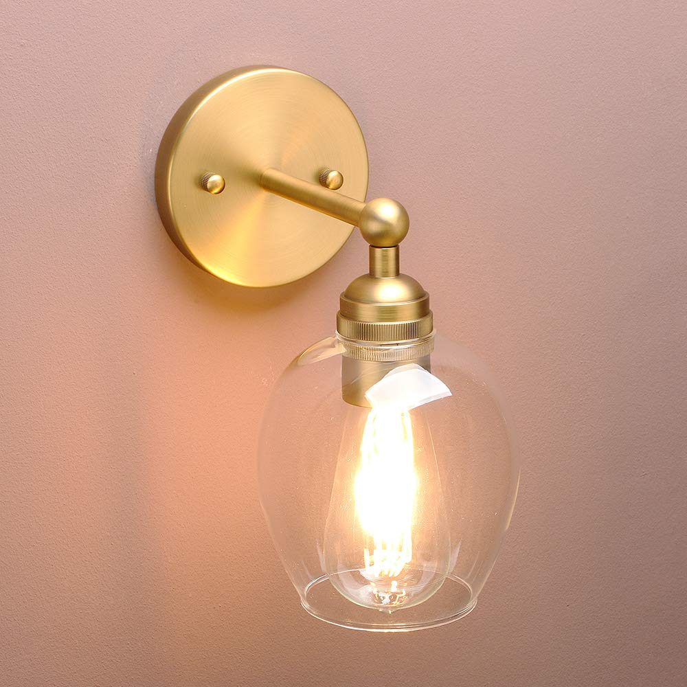 Yosoan Antique Nordic Industrial Loft Rustic Glass Wall Light Fittings, Decorative Up/Dowm Wall Sconces Lighting For Kitchen Bedroom Corridor Cafe Bar Restaurant (Antique)