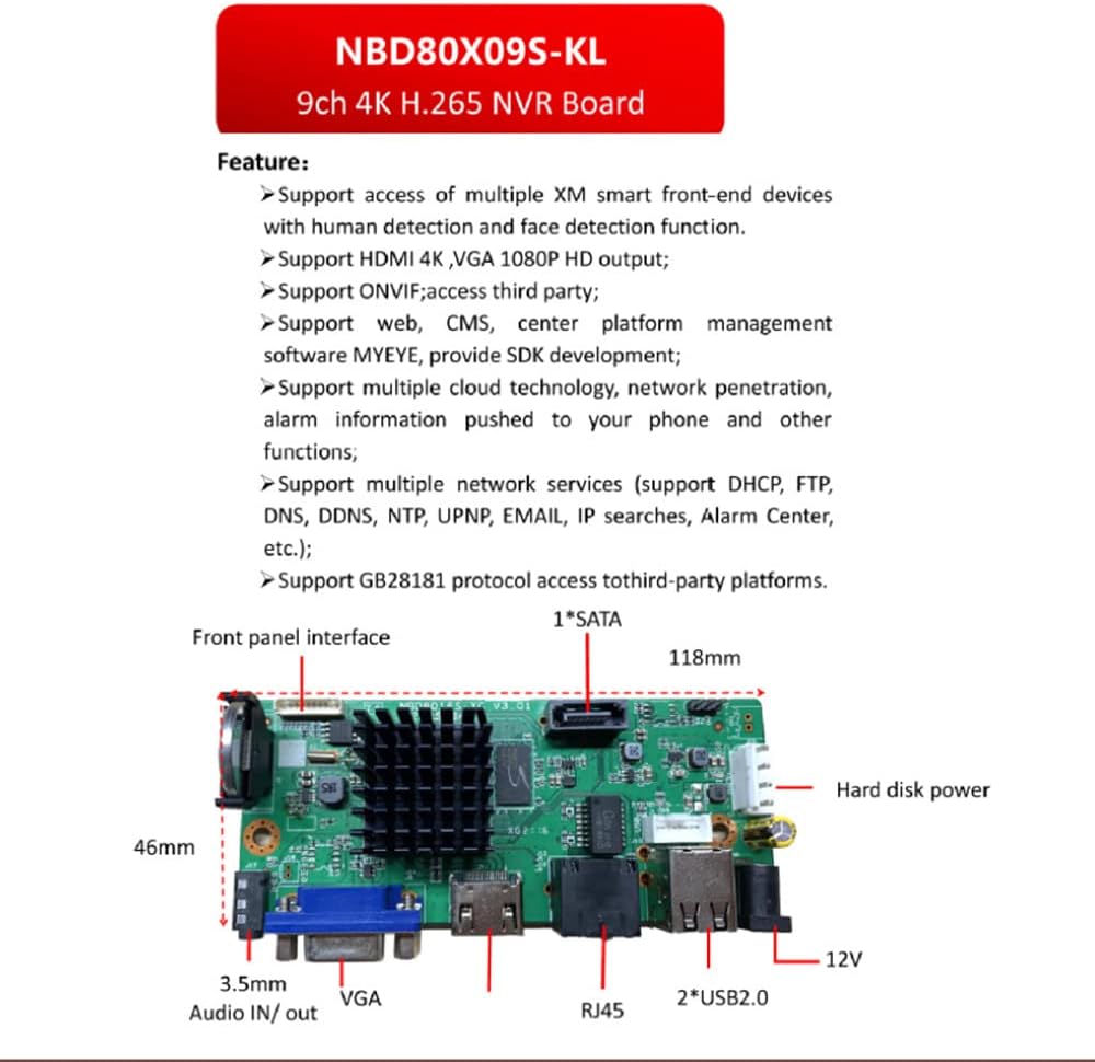 265 9CHx5MP Network DVR Recorder Board IP Camera Max 12T Human Detection OVNIF XMEYE 1 P2P