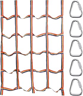 Cargo Climbing Net,Portable Rainbow Climbing Rope Net - Climbing Net with Ladder, High Strength Rope, Cargo Obstacle Course with Triangle Rings, 57X72.8Inch for Kids Jungle Gyms Finpan