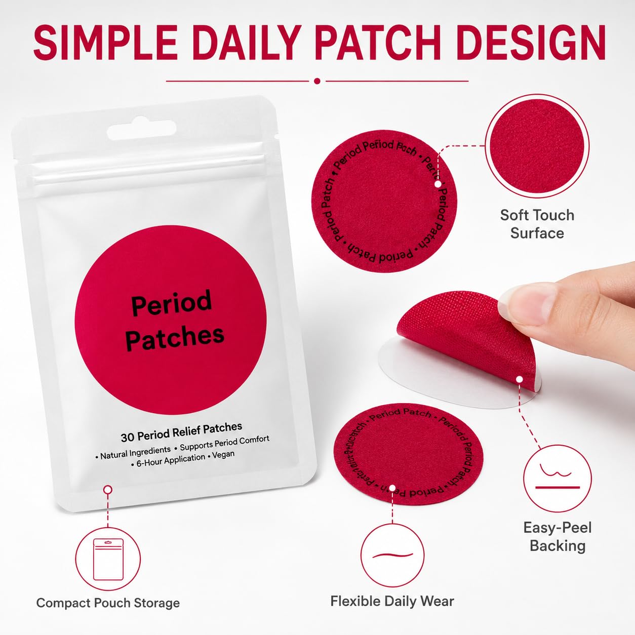 Período Comfort Patches, 180 parches de calentamiento menstrual