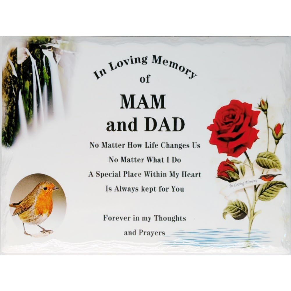 Old Tupton Ware Mam And Dad In Memoriam Rectangular Tile Grave Plaque (20 X 15 Cm) (, 20 X 15 Cm)
