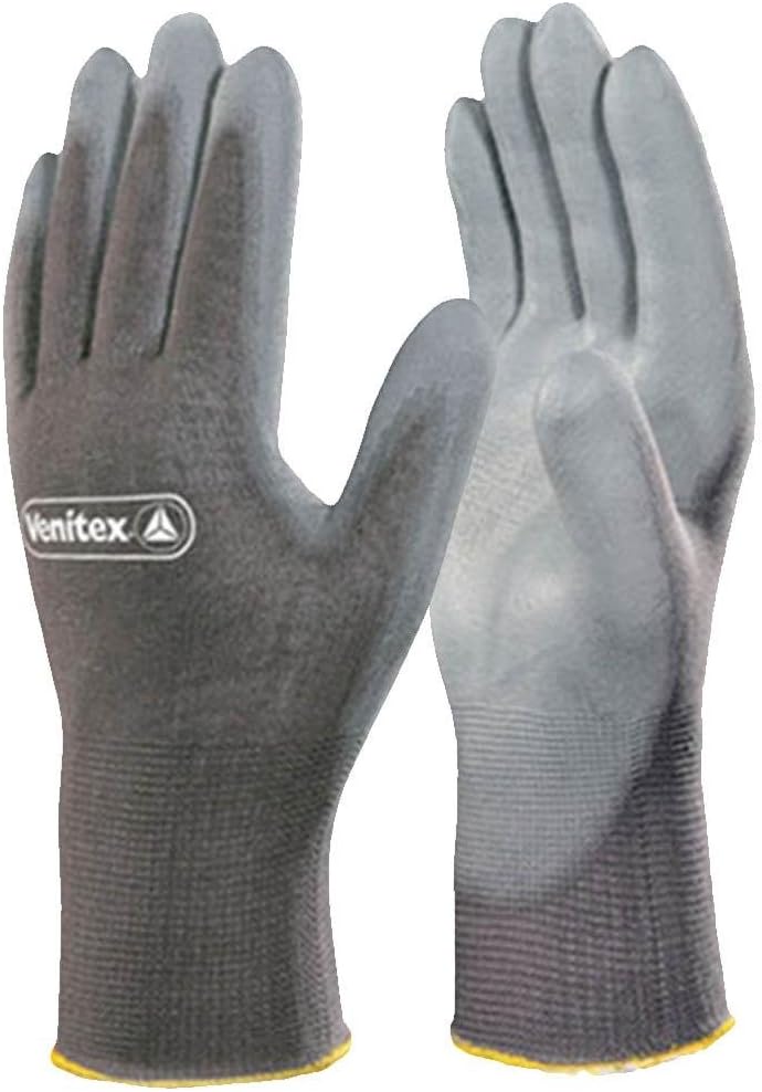 Men's 2 x Pairs Polyamide Non-Slip Seamless Safety Gloves Size 09 (X-Large) Grey