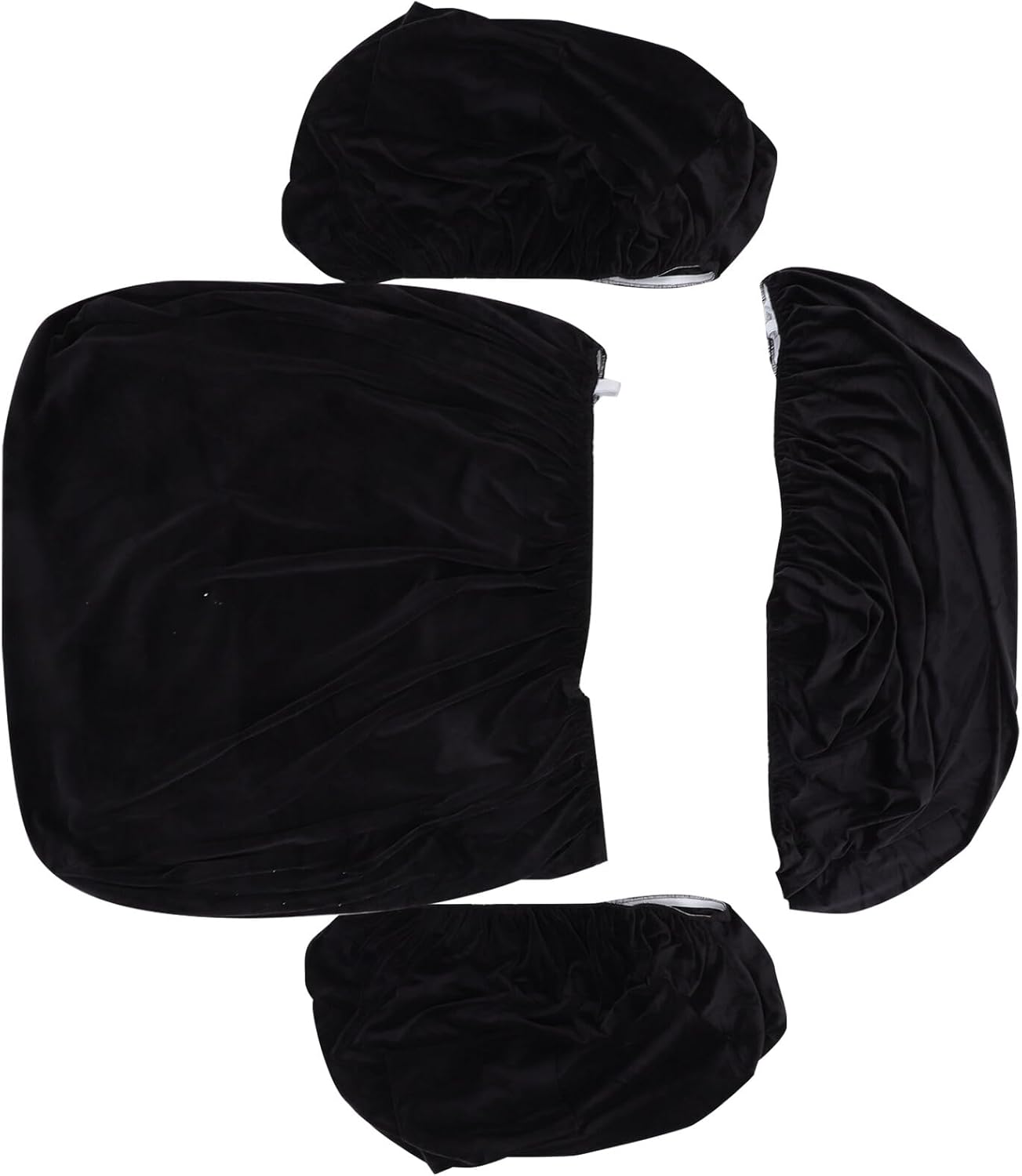 Toyvian Recliner Slipcover Furniture Protector Cover, Black High Elastic Thick Plush Velvet, Full Wrap Stretch Sofa Cover with Side Pocket for Indoor Recliner Chairs, 4pcs Set