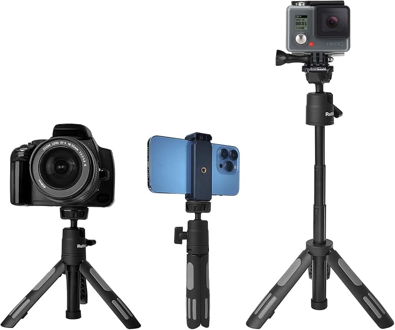 Phone Tripod Stand and Selfie Stick for iPhone, Webcam, Desktop, Sony, Canon G7x Camera, Go Pro, Travel 11.5inch Tripod Compatible DJI osmo Pocket 3, 2