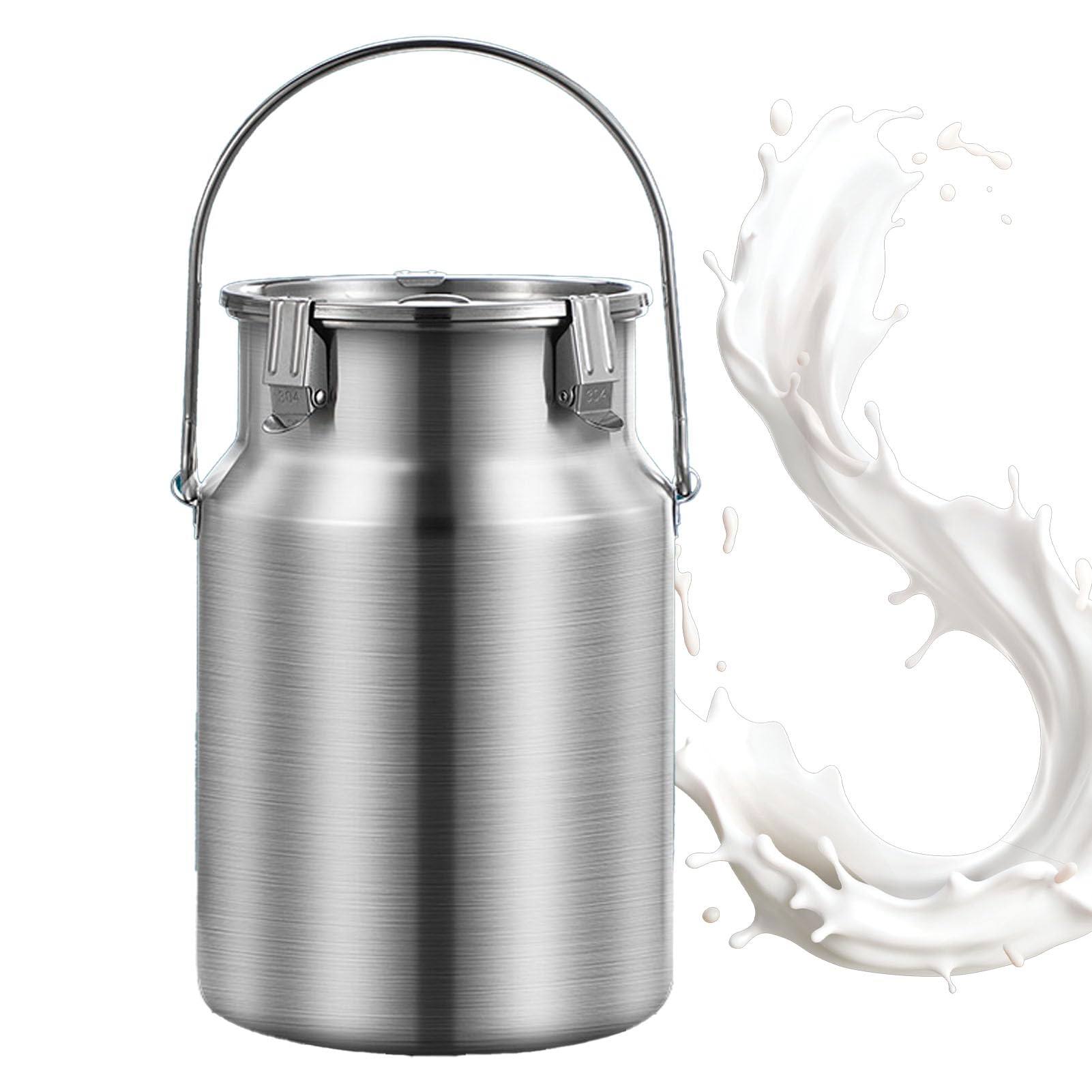 Lata de leche de acero inoxidable 304 con tapa sellada de silicona para transportar líquidos y alimentos, ideal para lácteos, vino, cerveza, aceite, agua, arroz, té, capacidad de 10 litros
