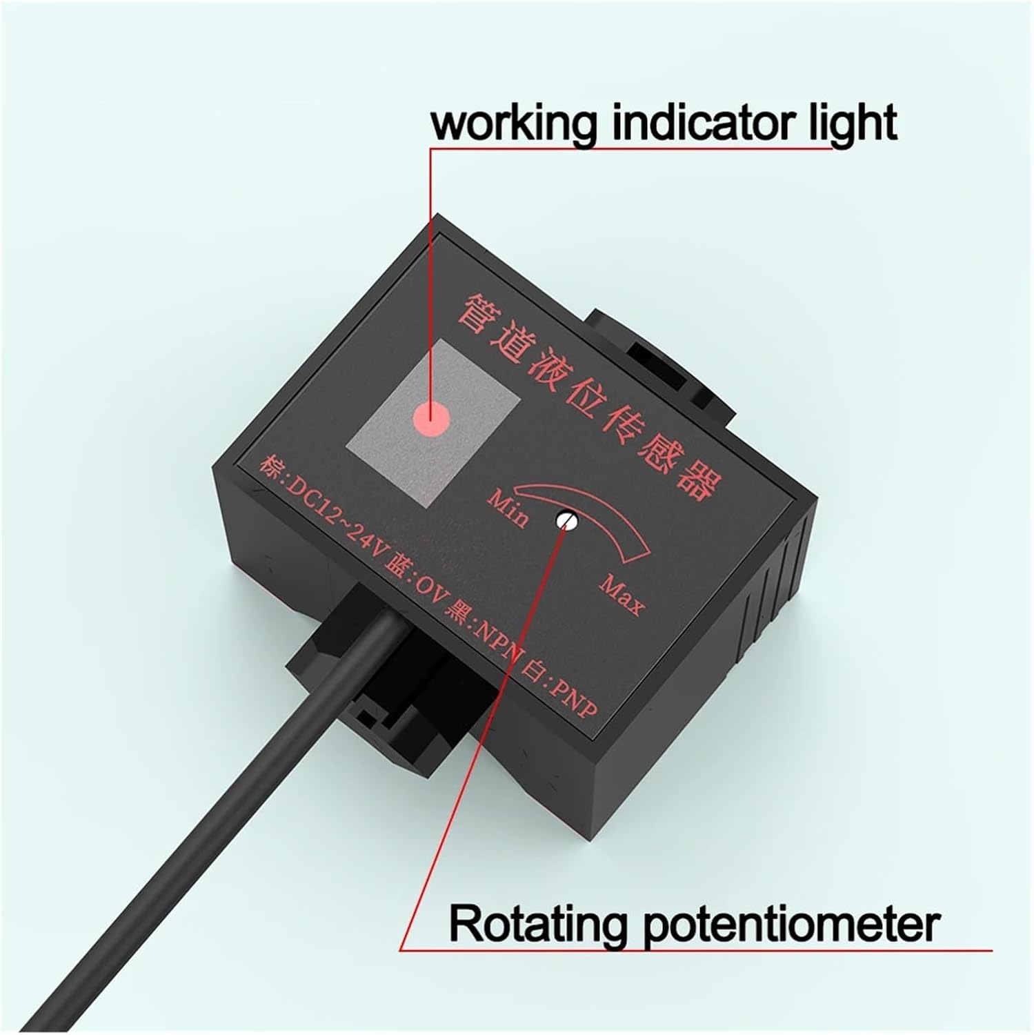Liquid Level Sensor Non-Metallic Pipeline Water Level Detection Limit Switch NPN PNP Non-Contact capacitive Sensing Switch(14-26mm Pipeline)