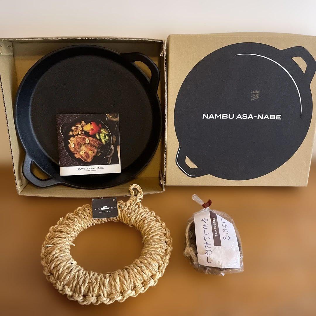 釜浅商店 南部浅鍋 24cm 高品質 IH対応 鍋敷・たわし付き3