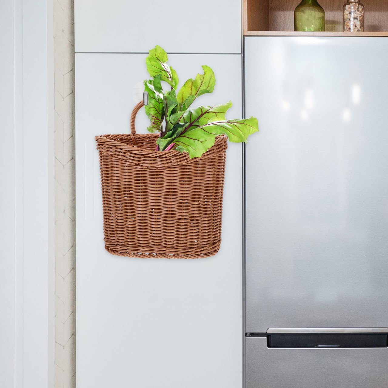Kitchen Hanging Basket Wall Hanging Basket for Ginger Garlic Onion Storage Hanging Wall Fruit for Produce Woven Storage for Kitchen Organization and Home Decor