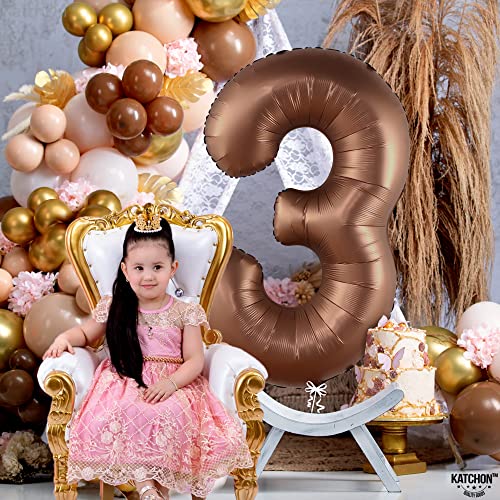 Image of KatchOn Coffee Brown Number 3 Balloon 40 Inch