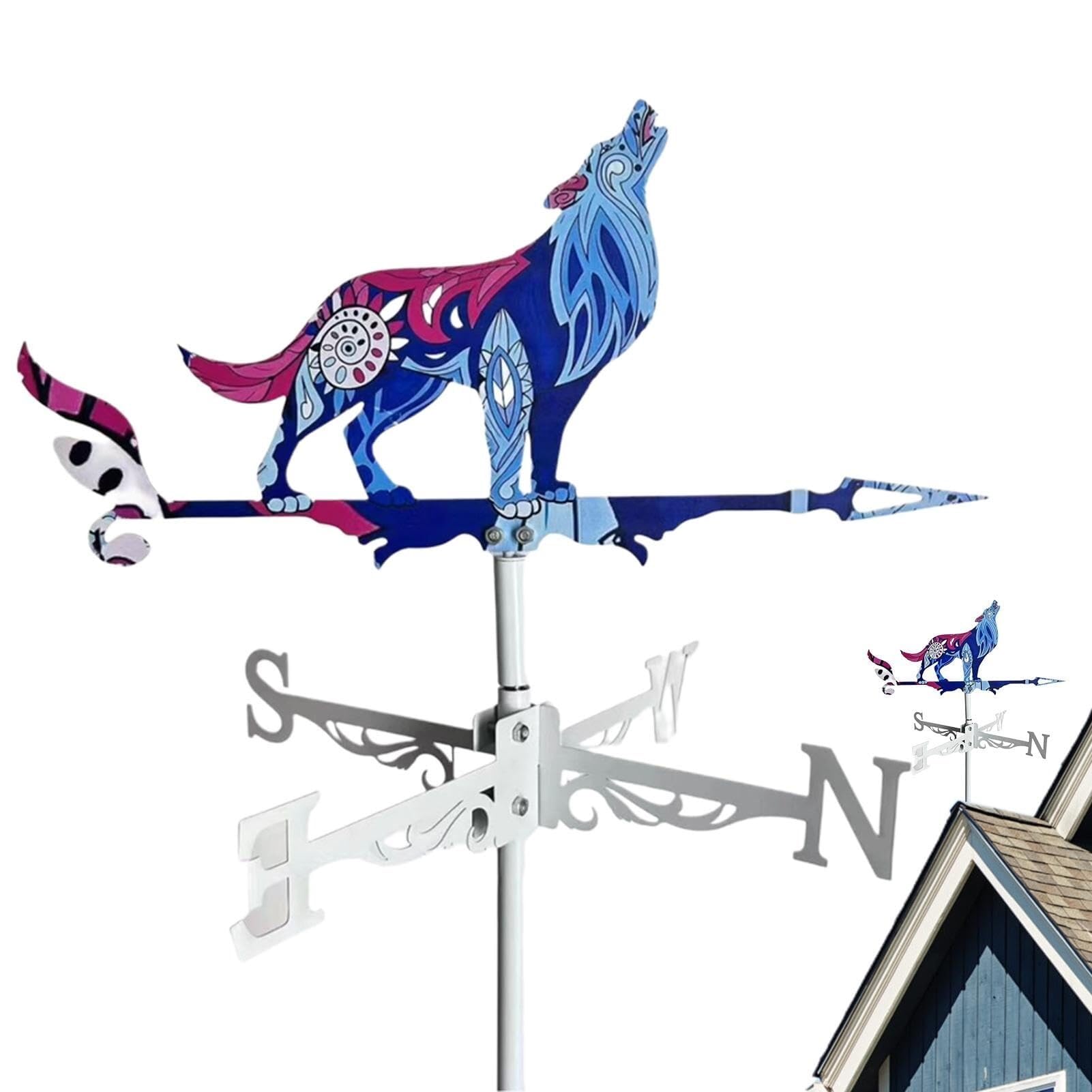 Weathercock Metal Weather Vane with Rooster Wind Indicator, Outdoor Animal Decoration, Weathervane for Garden, Farm, Backyard
