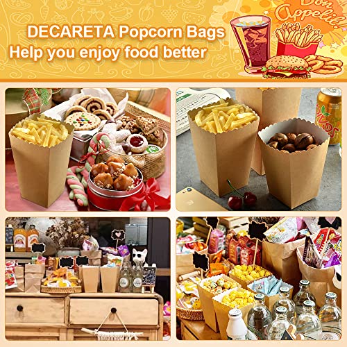 DECARETA 30 Pièces Boîtes à Popcorn Kraft Mini Contenant Pop Corn Sacs à Pop-Corn Carton Bonbons Conteneur Recipient Pop Corn Boite Pop Corn Marron pour Collations Bonbons Cookies Frites, 13.6*6.3cm