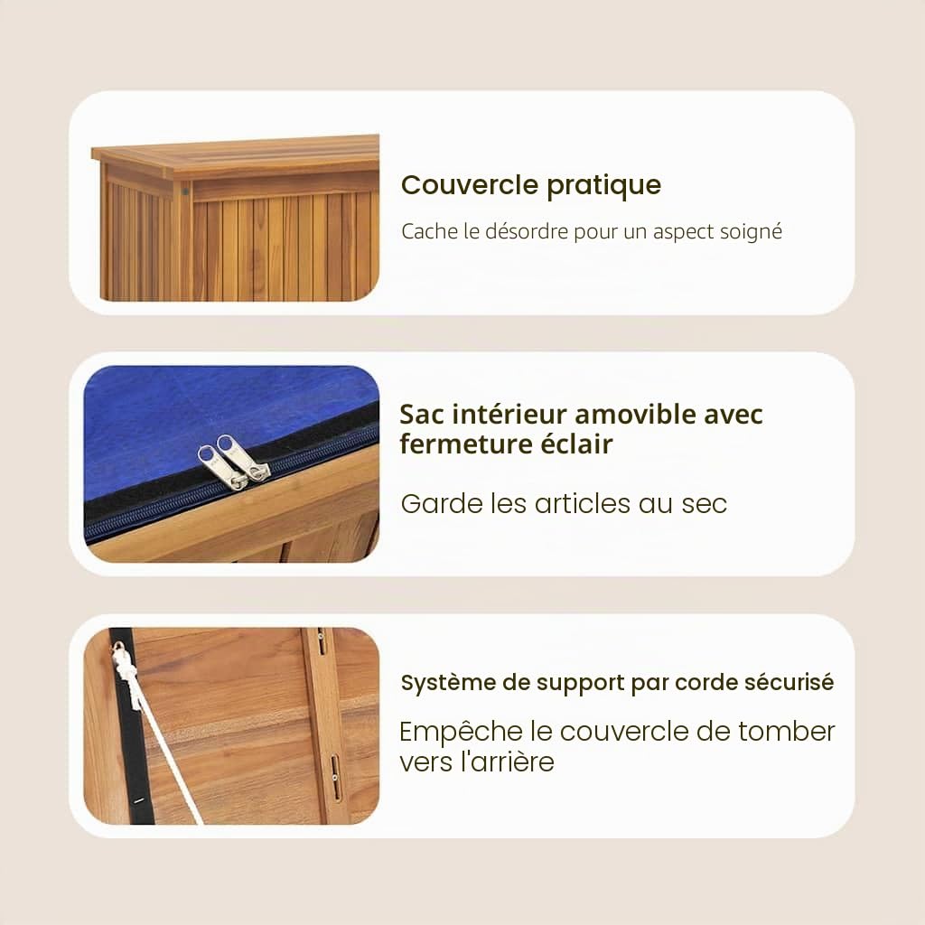 vidaXL Boîte de Jardin, Coffre de Stockage, Outils de Jardinage, Organisateur de Terrasse Patio Arrière-Cour Extérieur, Bois Massif de Teck