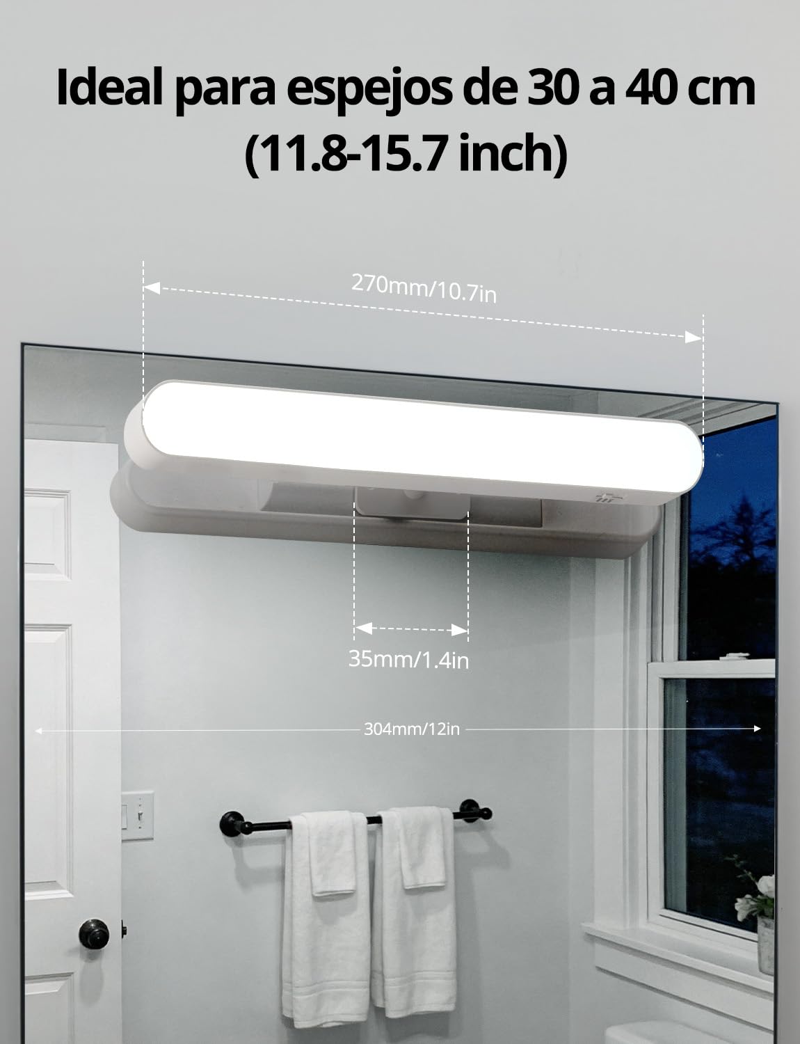 Combuh Luz para Tocador de Maquillaje Lues Espejo Baño Sin Cable Sin Instalación, Autonomía 14 Días 4000mAh Lampara LED Espejo Recargable con Usb 3 Temperaturas de Color Ajustables 2 Unidad