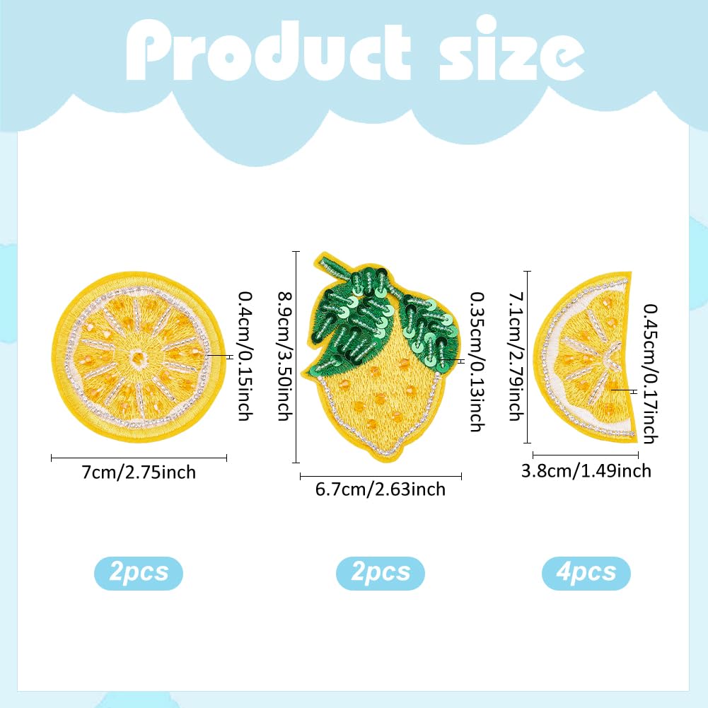 MAYJOYDIY 8 pz.Toppa Ricamata con Perline A Forma di Limone Da Stirare O Cucire Patch di Paillettes con Fetta di Limone Giallo per Magliette Jeans Zaini Giacche Abiti Decorazioni