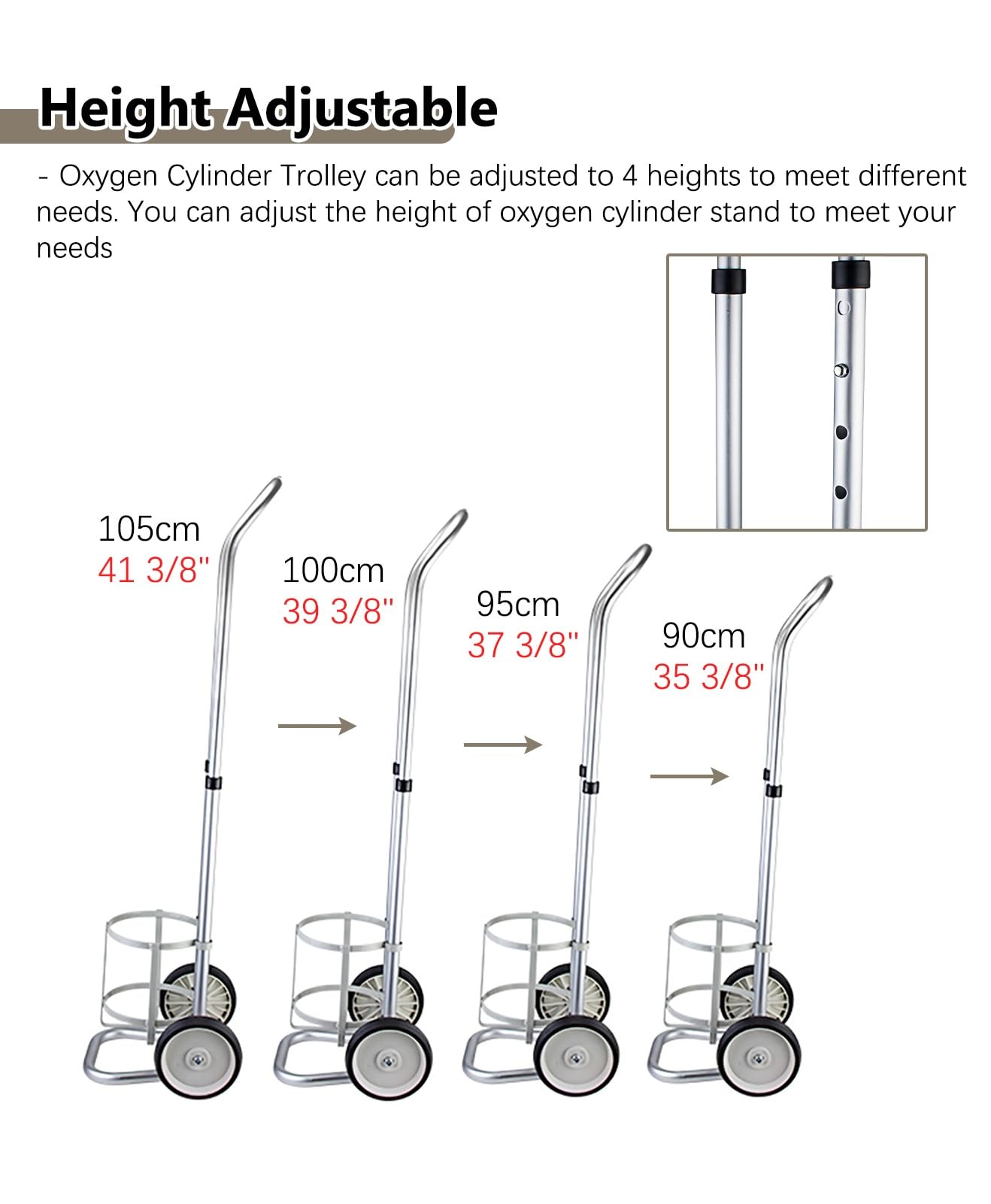 Estante para cilindros de oxígeno, carrito para un solo cilindro, tamaño pequeño, carrito para cilindros de oxígeno para tanques de oxígeno, carrito de aleación de aluminio para tanques de oxígeno,