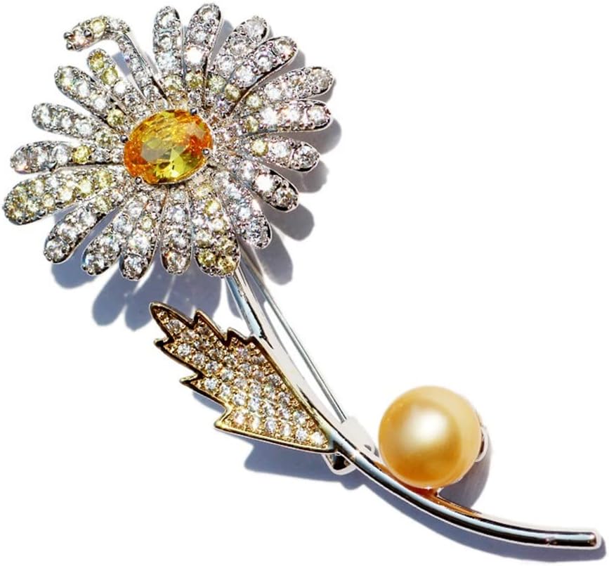 Japanese and Korean Sunflower Pearl Brooch Daisy Zircon Brooch Accessory Girl