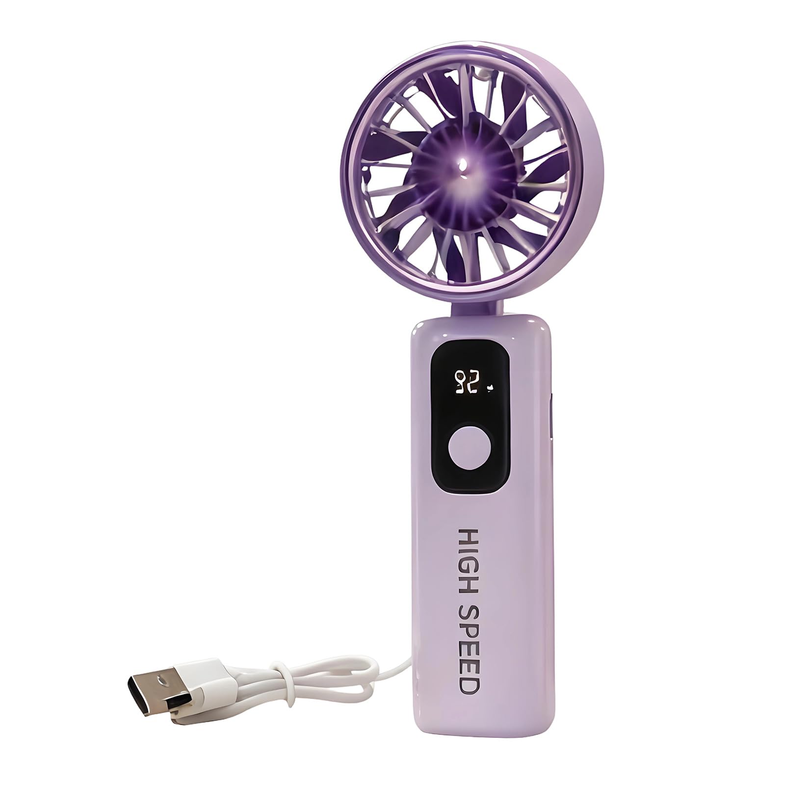 NMFLAB USB Rechargeable Cooling Fan Quiet 5 Adjustable Speed Digital Display for Travel Home Lightweight Desk Fan