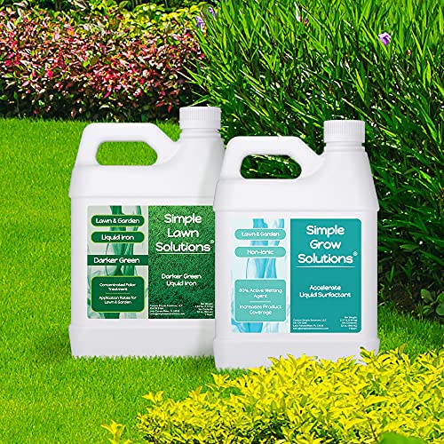 Simple Lawn Solutions Darker Green Liquid Chelated Iron (32 Ounce) And Accelerate Non-Ionic Liquid Surfactant (32 Ounce) Bundle #TOP6