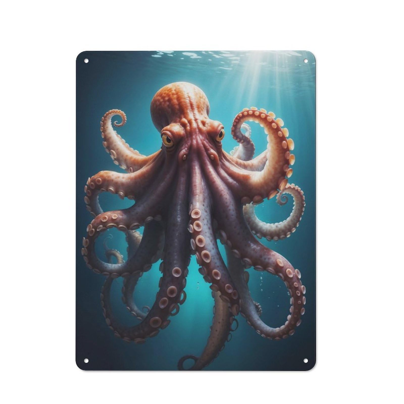 Junmoney Giant Pacific Octopus For Lounge Or Reading Corner, Rustic Tin Sign 40X30cm, For An Autumn Update To Lounge And Reading Corner