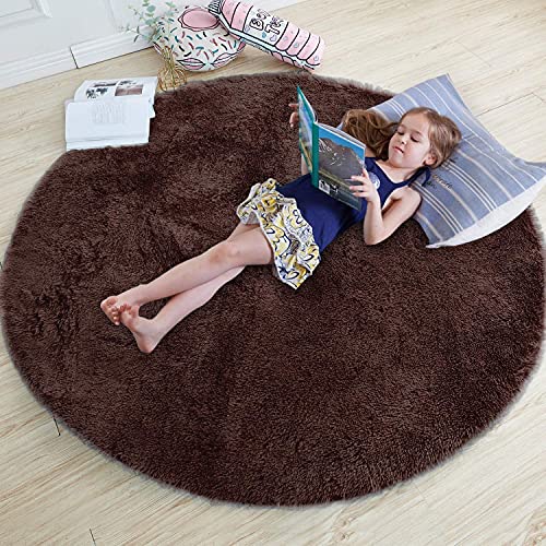 Image of Plush Shag Area Rug for Living Room, 244 cm x 305 cm, Brown (Brown, 5X5 FEET)