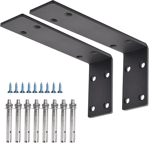 Miniatura 8 de YUMORE Soportes de estante resistentes de 10 pulgadas, soportes en L de soporte de encimera de 15 pulgadas de grosor, soporte de estante de metal