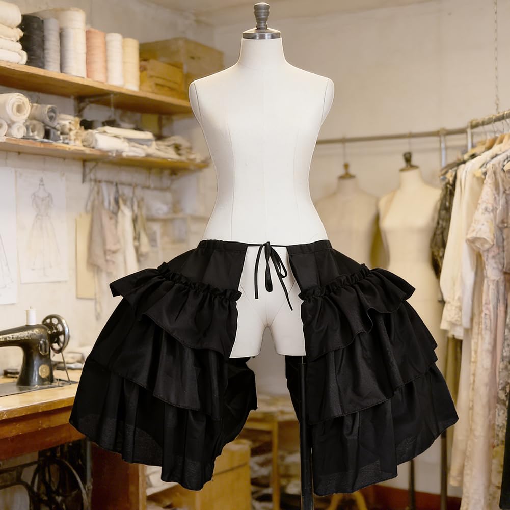 FINGERINSPIRE Petticoat im viktorianischen Reifen, Petticoat, Doppelrüschen, Petticoat für Theater, Rokoko-Stil, Polyester, 152 cm