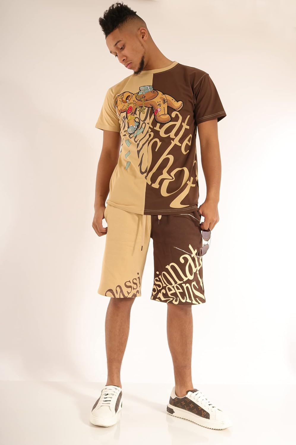 SCREENSHOT Mens Urban NYC Hip Hop Utility Fit Premium Fleece Shorts - Varsity Street Fashion SweatShorts Ribbed Wasteband - Image 3