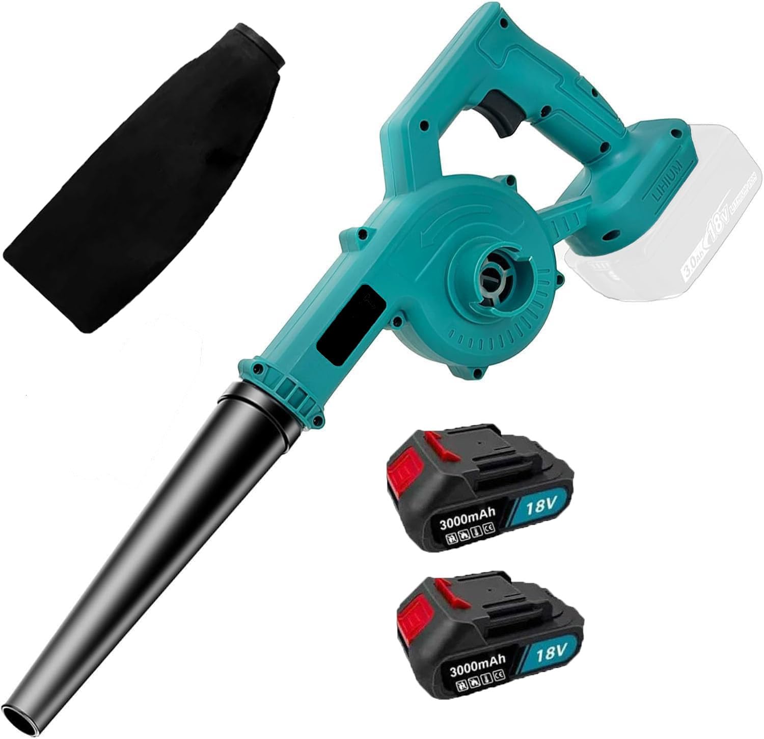 Cordless Leaf Blower, Compatible with Makita DUB185Z, with 2 Batteries 3000mAh, 18V Handle Electric Blower Vacuum Combo,Mini Leaf Blowers Lawn Care,Patio,Garages,Snow Blowing, Pet