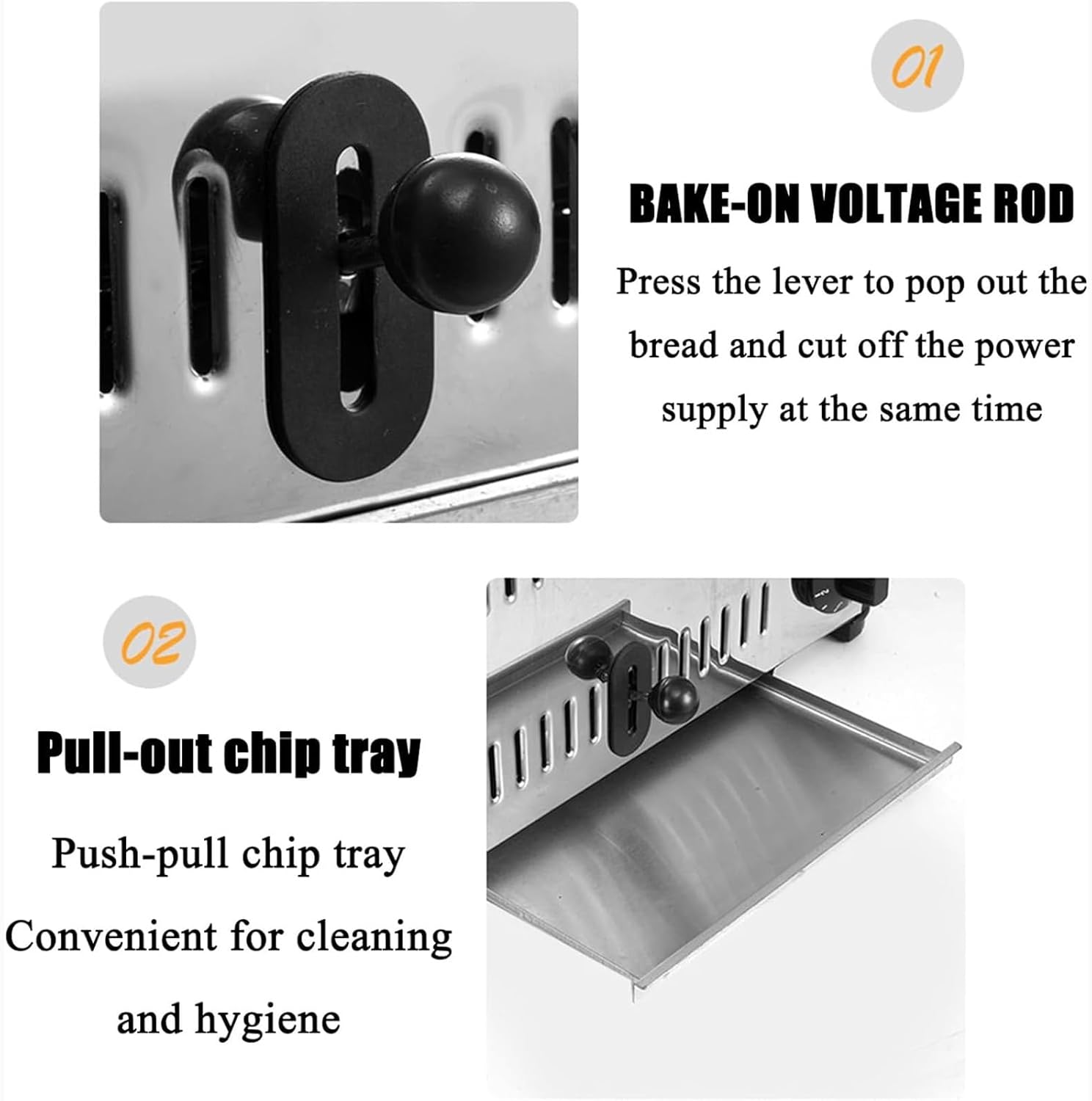 Commercial Toaster, Bread Baking Machine, Electric Food Bread Baking, Silver Stainless Steel, One-piece Molding Pop-Up, For Kitchen Bakery(4 slice)