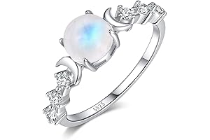 Triple Moon Goddess Moonstone Ring in Sterling Silver for Women