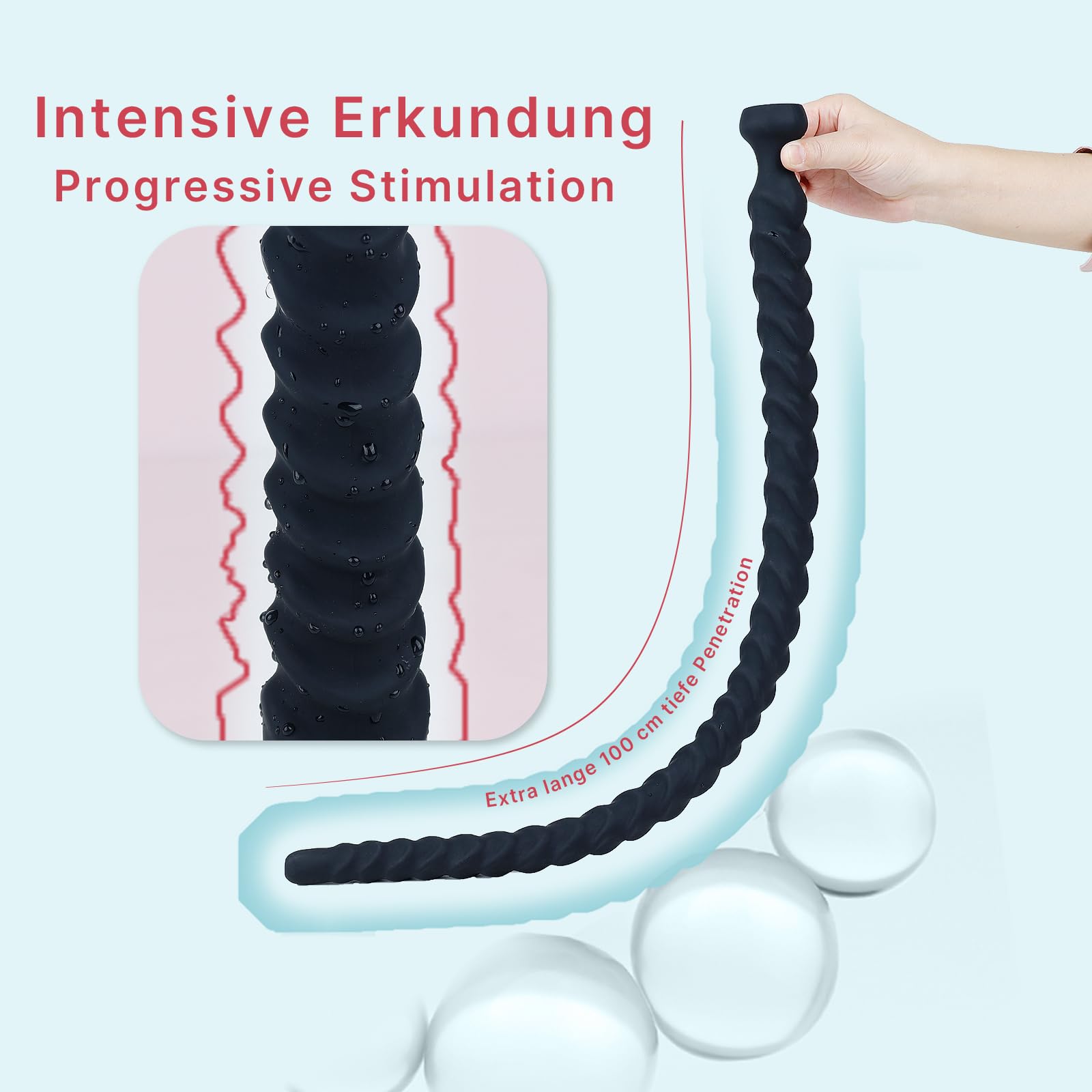 100cm Weiche Spiral Analdusche für Analverkehr SM Silikon Einlauf Sauber Analdildo Anal Dildo Hohl Butt Plug Snake Extrem Analspielzeuge Erotisches Sexspielzeug Für Frauen Männer Paare (S)