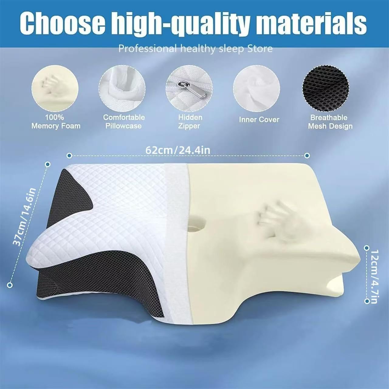 Sleep Apnea Pillow, 2026 Upgrade Orthopedic Memory Foam Pillow for Sleep Apnea and Snoring, Ergonomic Support for Side, Back & Stomach Sleepers (Black) — view 5