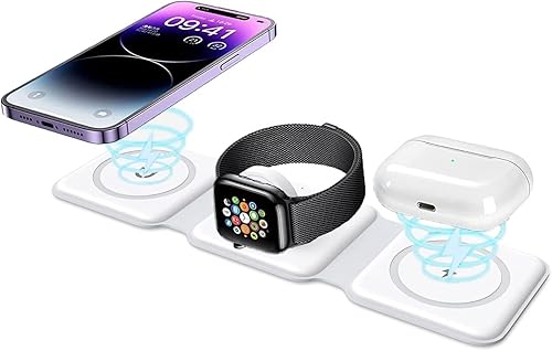 Miniatura 1 de Cargador inalámbrico magnético de 15 W, almohadilla de carga plegable de carga rápida compatible con Apple iPhone 16ProMaxPlus, carga rápida delgada