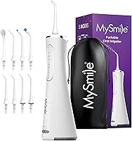 Vista 7 de MySmile LP211 - Irrigador bucal inalámbrico recargable portátil para limpieza de dientes, 5 modos de limpieza, IPX7 impermeable, 8 puntas
